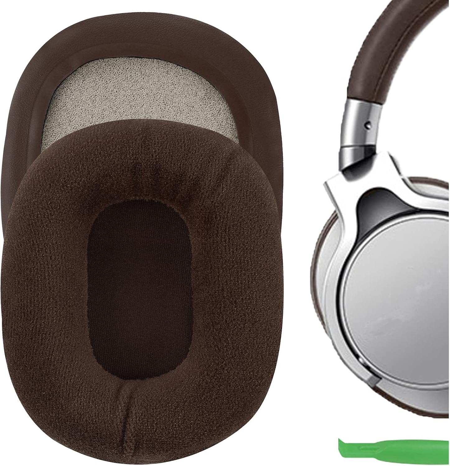 Geekria Comfort Velour Replacement Ear Pads for Sony MDR-1ABT/ MDR-1RBT/ MDR-1RNC Headphones Ear Cushions, Repair Parts (Brown)