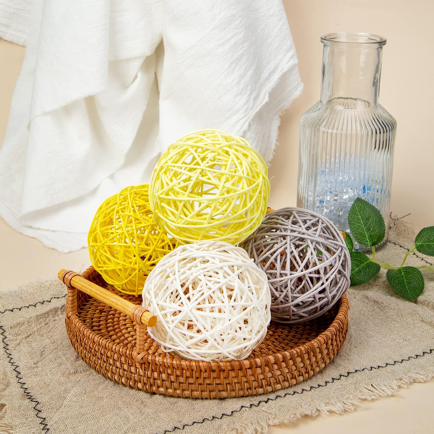 Buy DomeStar Extra Large Rattan Balls, 4 Inches Wicker Balls Decorative