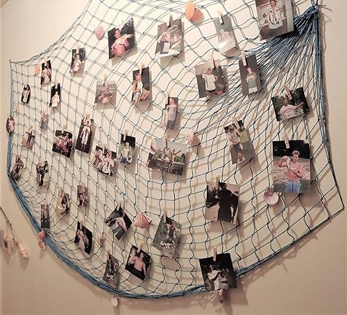 Vista 5 de Colorida red de pesca de algodón (6 pies x 15 pies) náutico pirata hawaiano Luau pescador pescador sirena decoratinve red de pescado. Cuelga tus