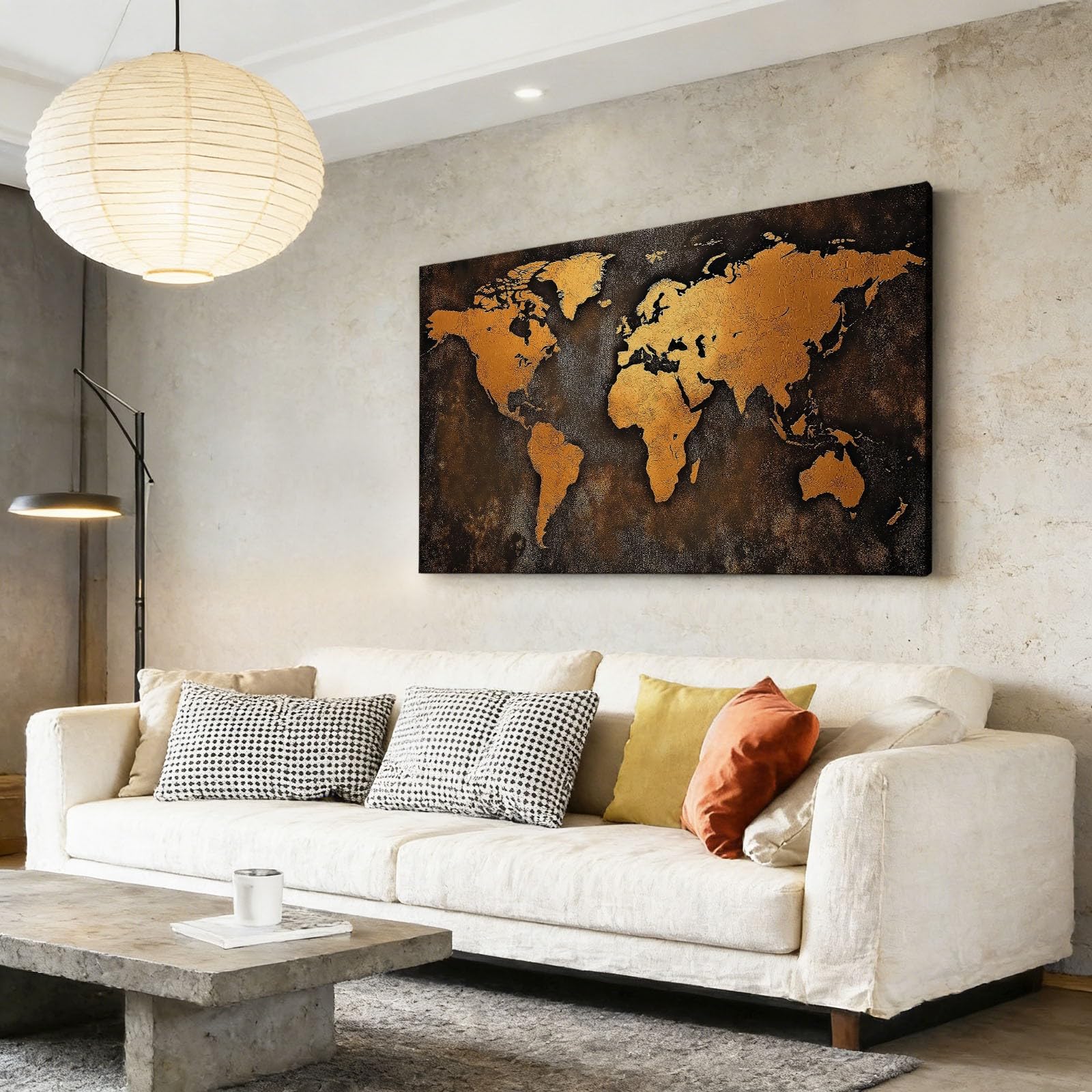 Lienzo decorativo para pared, diseño de mapa del mundo rústico, 39 x 20 pulgadas, pinturas sin marco, cuadros de pared clásicos retro, pósteres marrones o sala de estar, baño, dormitorio, pasillo