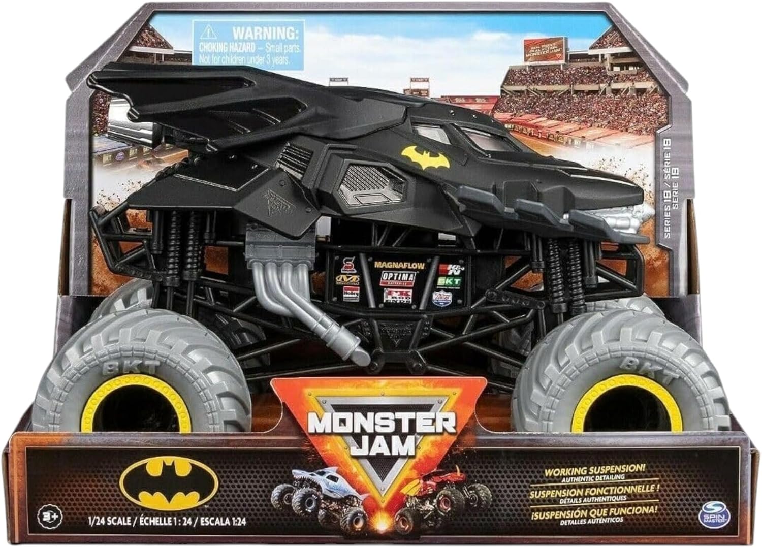 Monster Jam Official 1:24 Scale Diecast Monster Truck (Series 19 Batman Silver Tires)