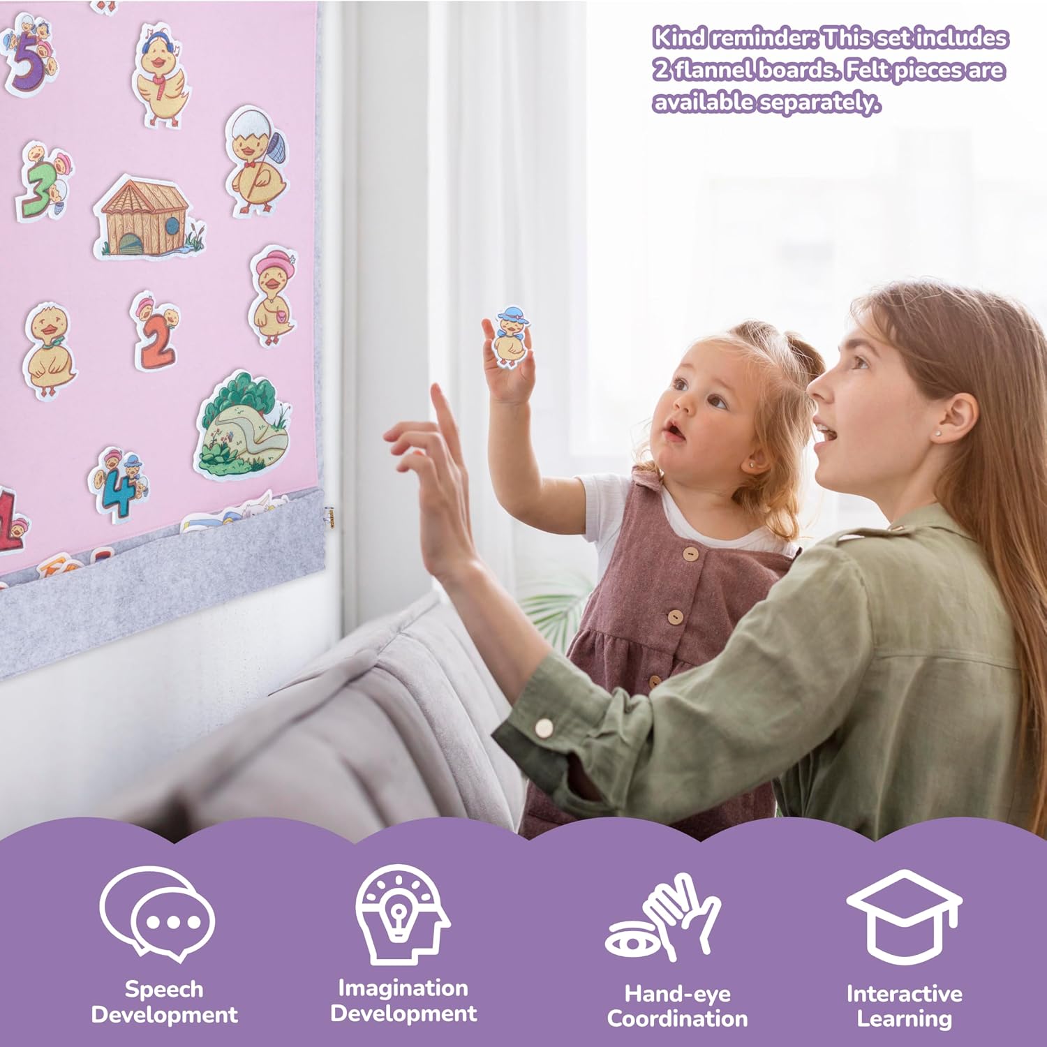 CHEFAN 2 Pack Felt Board for Wall, Large Flannel Board for Classroom image 3