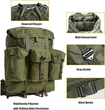 MT Military Alice Pack Army Survival Combat Alice Rucksack Backpack Olive Drab for Kids and Adult