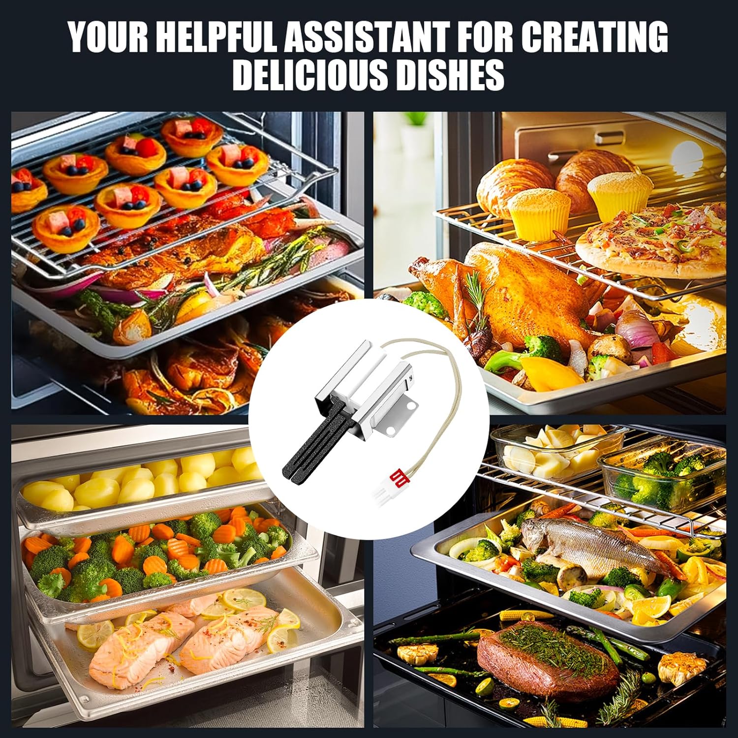 2 Pack MEE61841401 Gas Range Oven Igniter Fit for Ken-more Gas Range L-G Gas Range LRG LSS LDG LSG LTG Series, Oven Igniter Replacement MEE61841403 MEE63084901, Flat Style