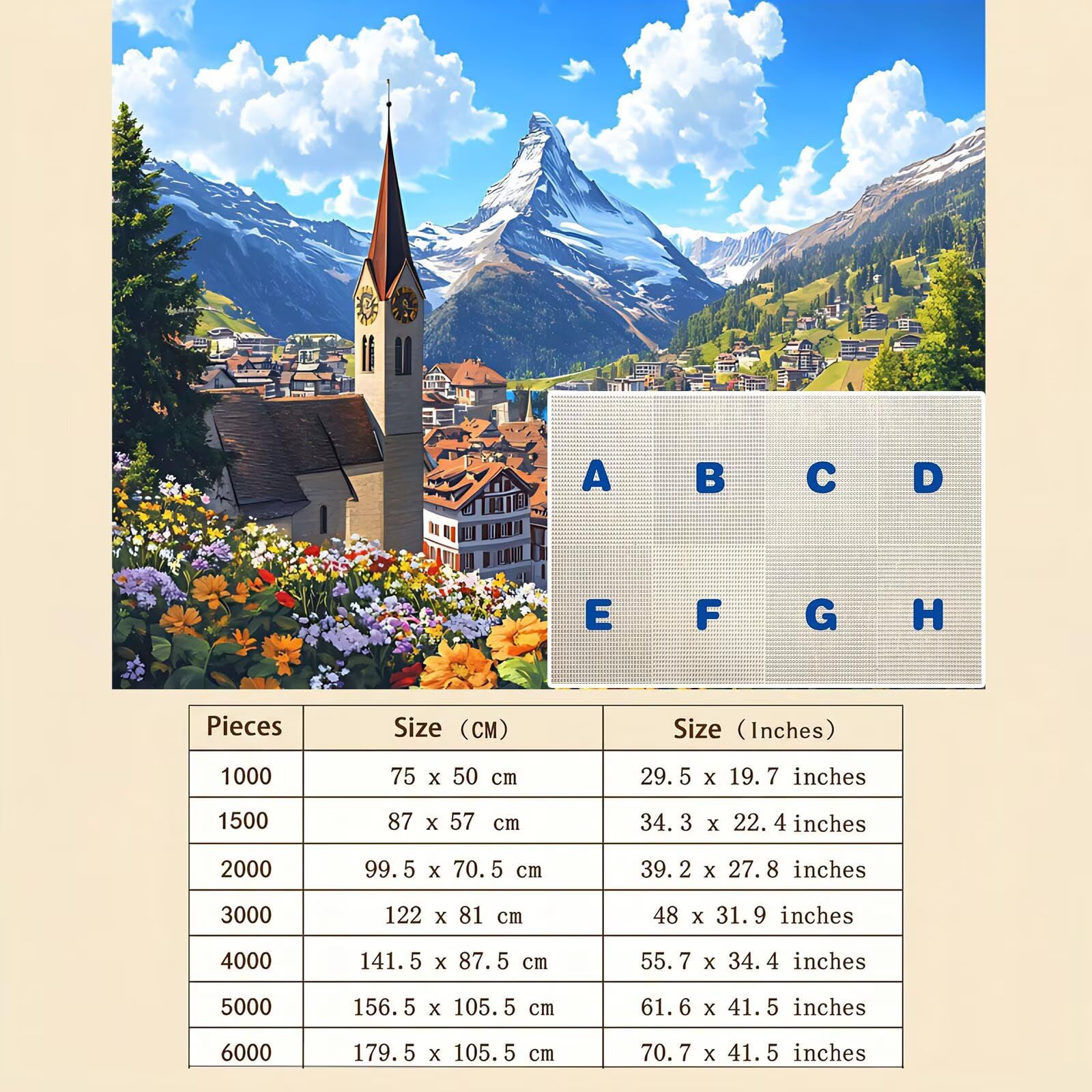 città Montagna Puzzle 5000 Pezzi per Adulti, Puzzle in Legno - Collezione Classica con Poster Incluso -Sfida di Concentrazione e Passatempo Antistress, Gioco Educativo per Famiglia, 156 x 105 cm f0-58