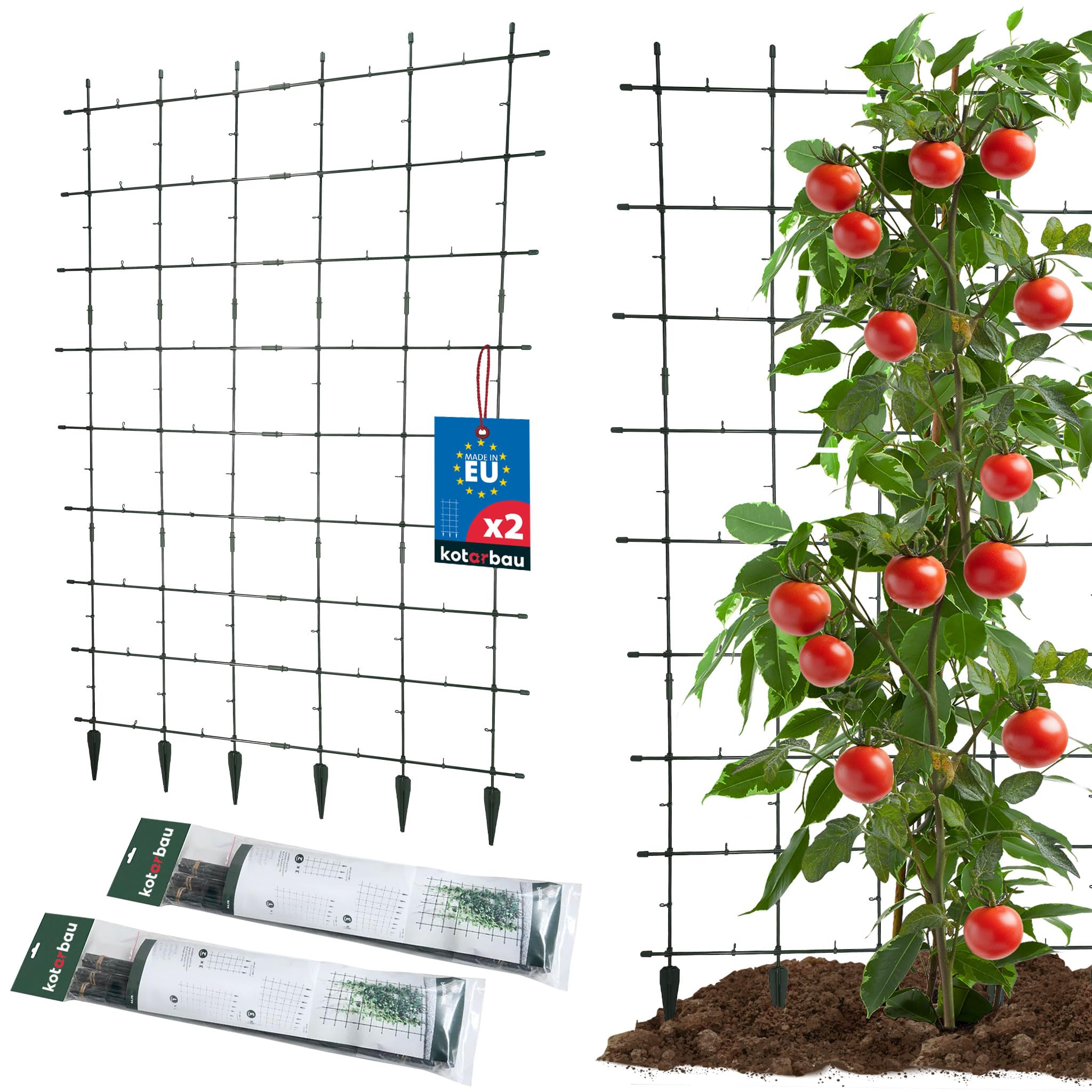 KOTARBAU® Modulare Rankhilfe 120 x 180 cm, Sichtschutz für Garten & Balkon | 2er Set, Pflanzenstütze aus Kunststoff, für Kletterpflanzen & Gemüse, Grün