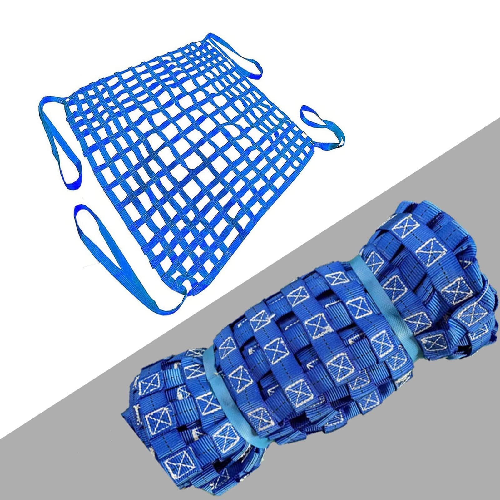 Red De Carga De Elevación De Poliéster - Red De Cargo Elástica, Cinturón De Malla De Elevación Suspendido, Red De Carga Fuerte Resistente A Rasgaduras De Seguridad Para Muelles, Azul ( Size : 1 X 1M/M