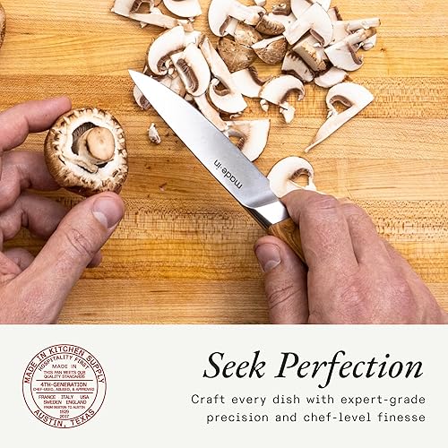 Miniatura 5 de Made In Utensilios de cocina, cuchillo de pelar de 4 pulgadas, espiga completa con mango rojo pomme