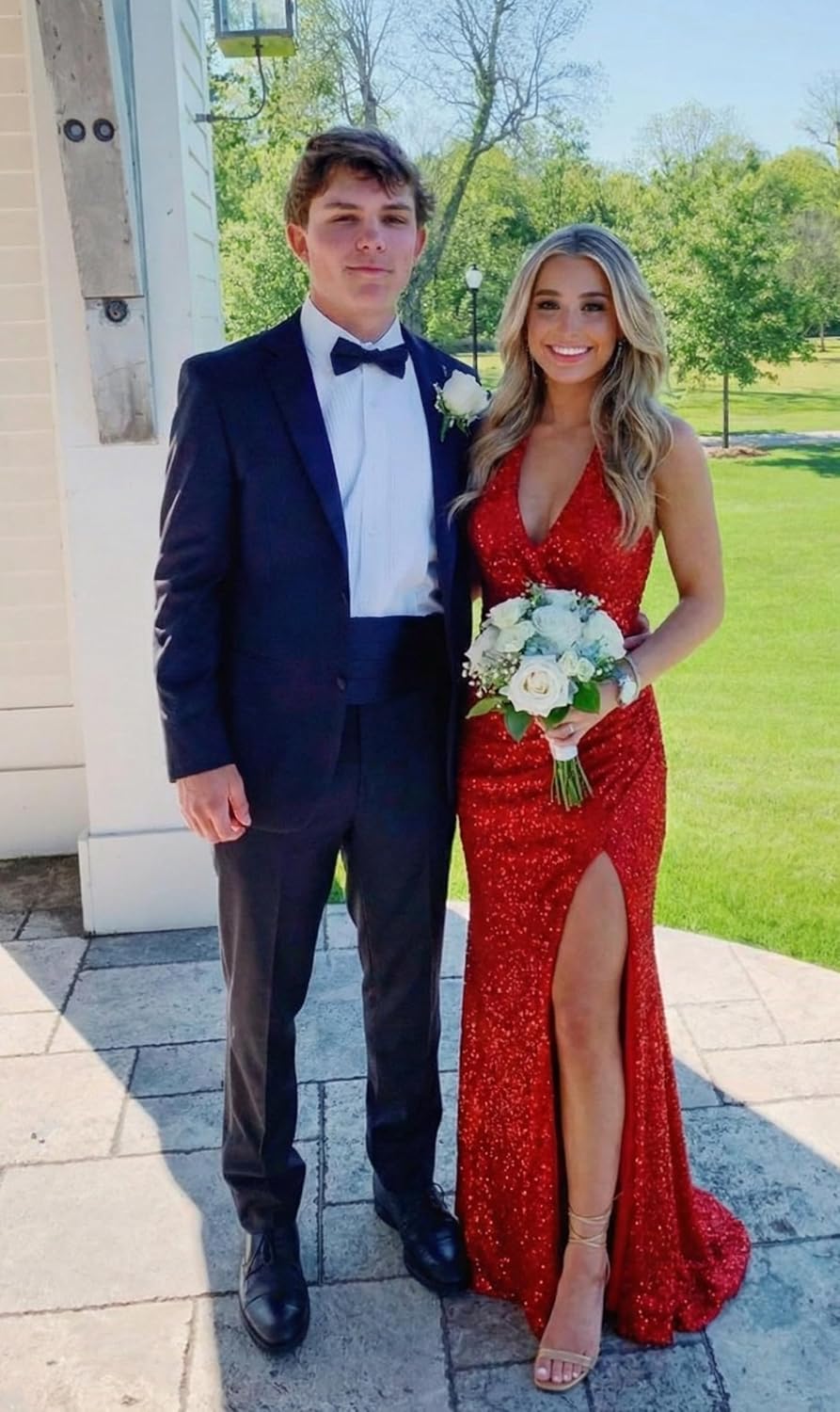 Halter Sequin Prom Dress for Women 2026 Pleats Formal Evening Dress with Slit L01032 - Image 7