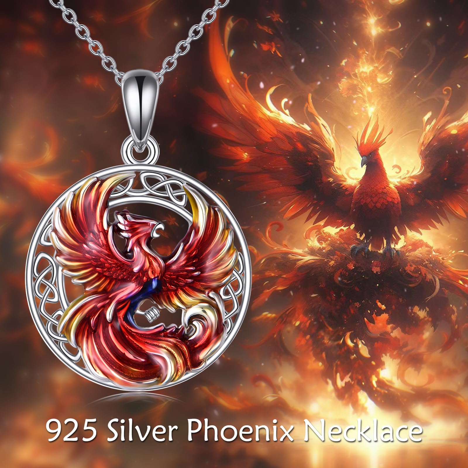 KZX Phoenix Halskette 925 Sterling Silber Keltische Phoenix Anhänger Halskette Phoenix Schmuck Geschenke für Frauen