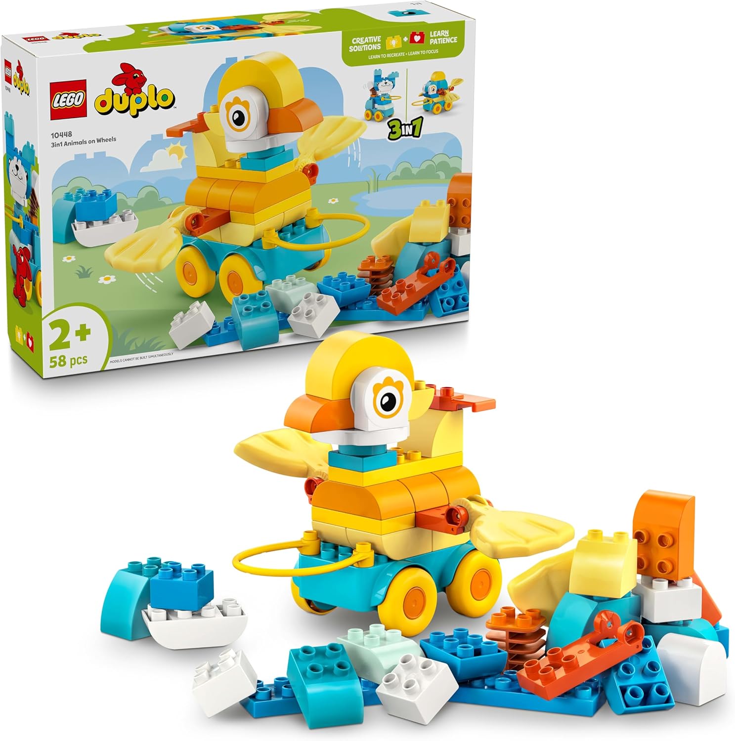 Lego Duplo DUPLO 3 in 1 Animal Pull Toy Toy Birthday Present Blocks Educational Boys Girls Children 1 1/2 2 4 Toddlers Animal Creatures Vehicle Car Mini Car Mom Dad 10448