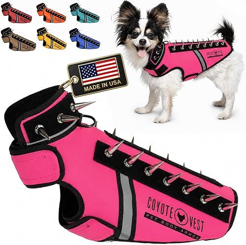 CoyoteVest SpikeVest Dog Harness, Made in the USA, XS-Neon Pink