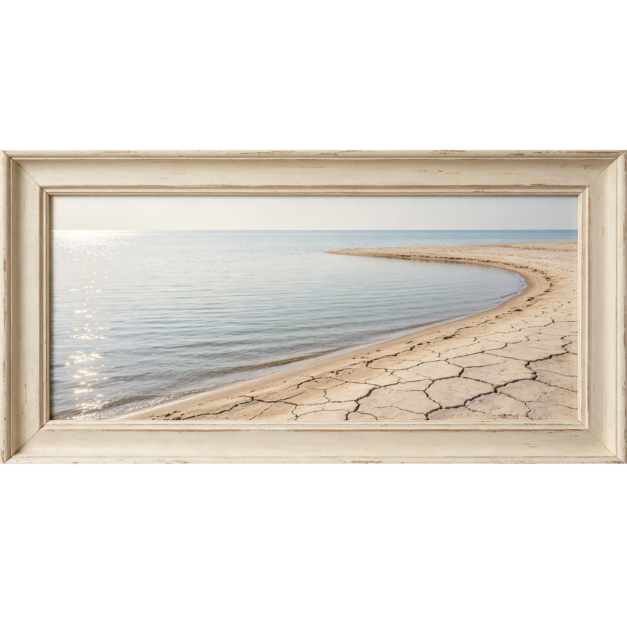 Agglomerix 3D Framed Wall Art Coastal Landscape Beach Shoreline Calm Water Texture Large Size SelfAdhesive Removable Wall Decor Prints Artwork for Living Room Bedroom Office