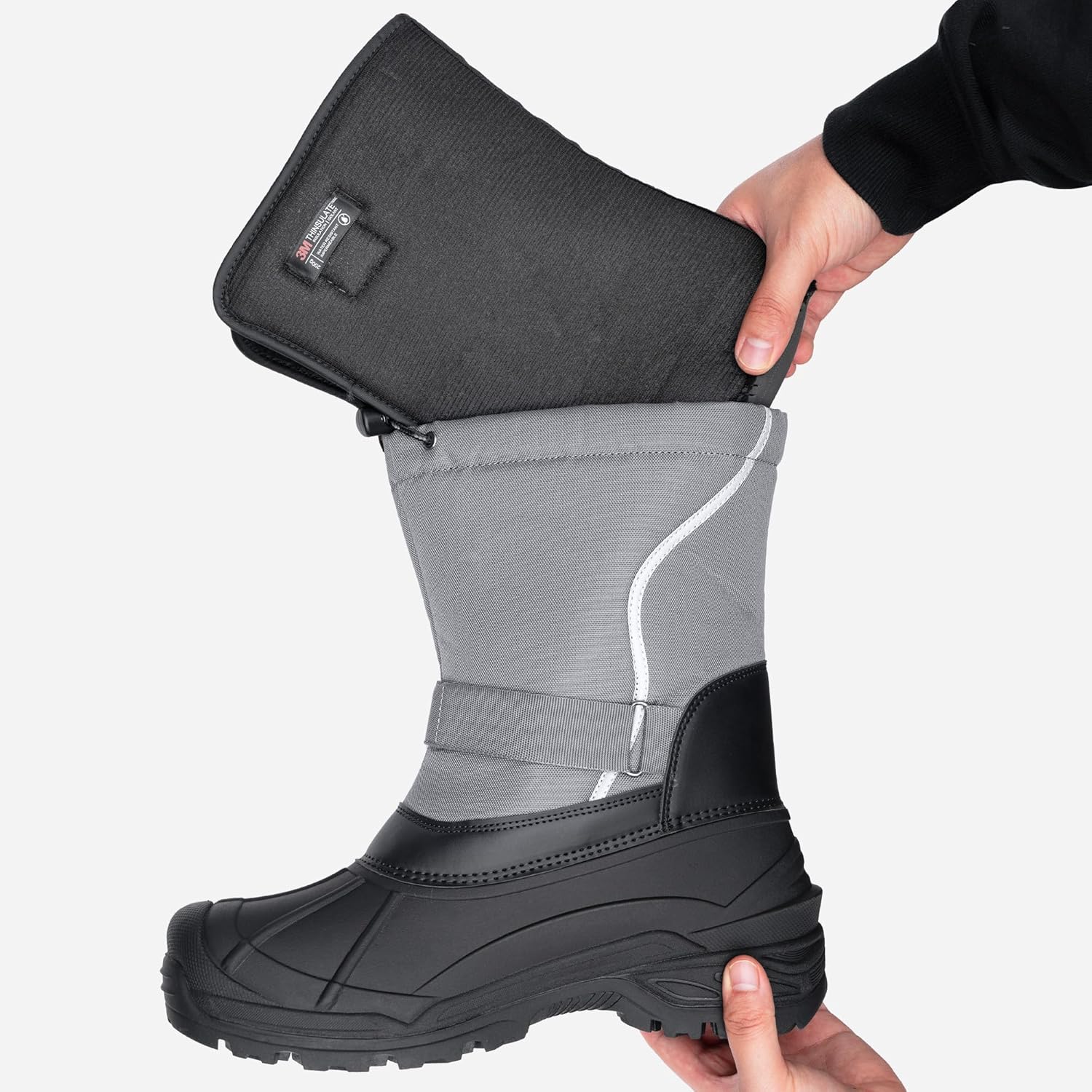 FREE SOLDIER Mens Snow Boots Insulated Waterproof Hiking Winter Shoes Nonslip Outdoor Ankle Cold Weather Boots with Warm Inner - Image 2