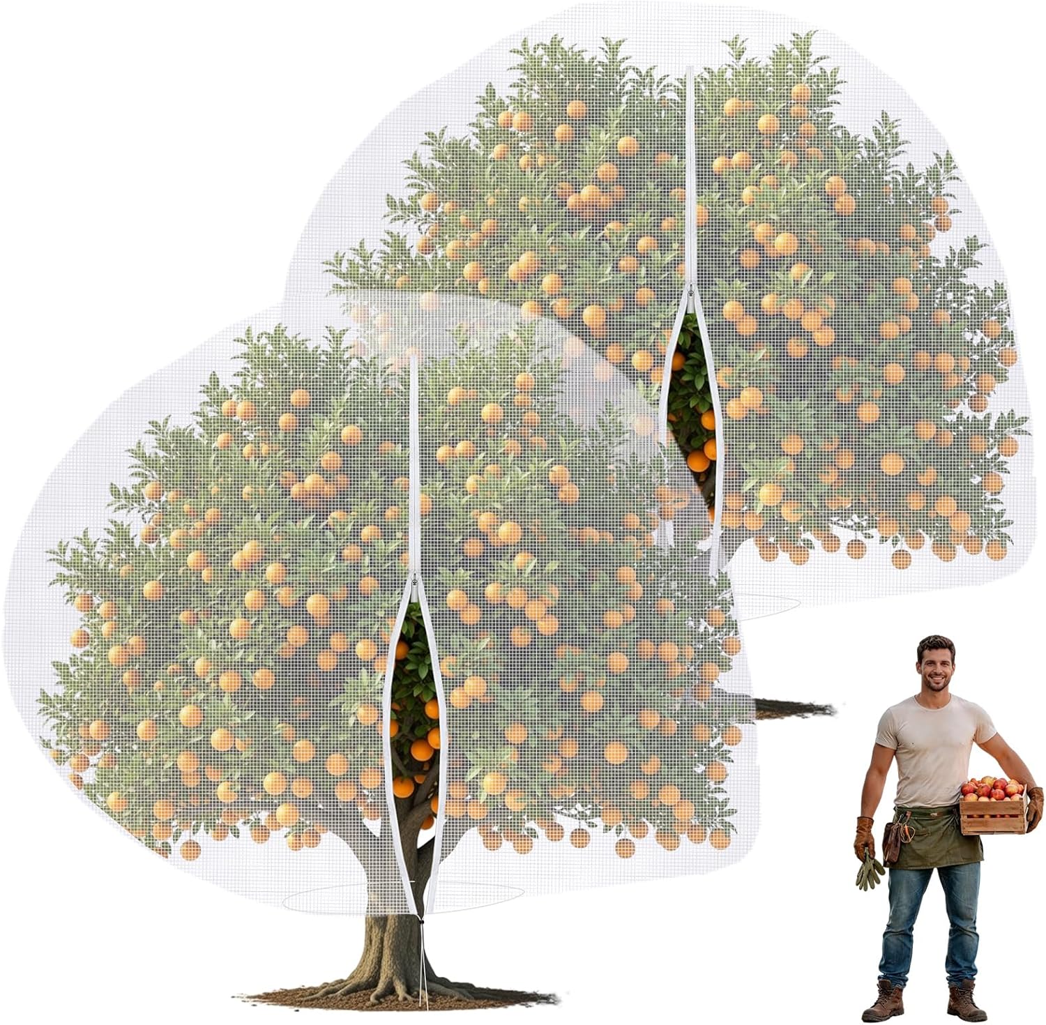 1 Pcs 20 x 16.4 ft Large Fruit Tree Netting Bags Garden Plant Protector with Zipper and Drawstring Blueberry Bushes Netting Covers Plant Protection Mesh Net Bags from Insect Bug Cicada