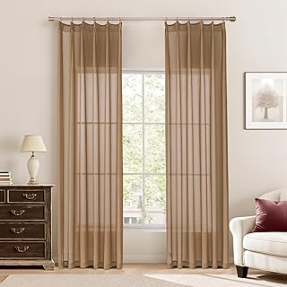 KangBang Pinch Pleated Sheer Curtains 84 Inch Length 2 Panels Set-Pinch ...