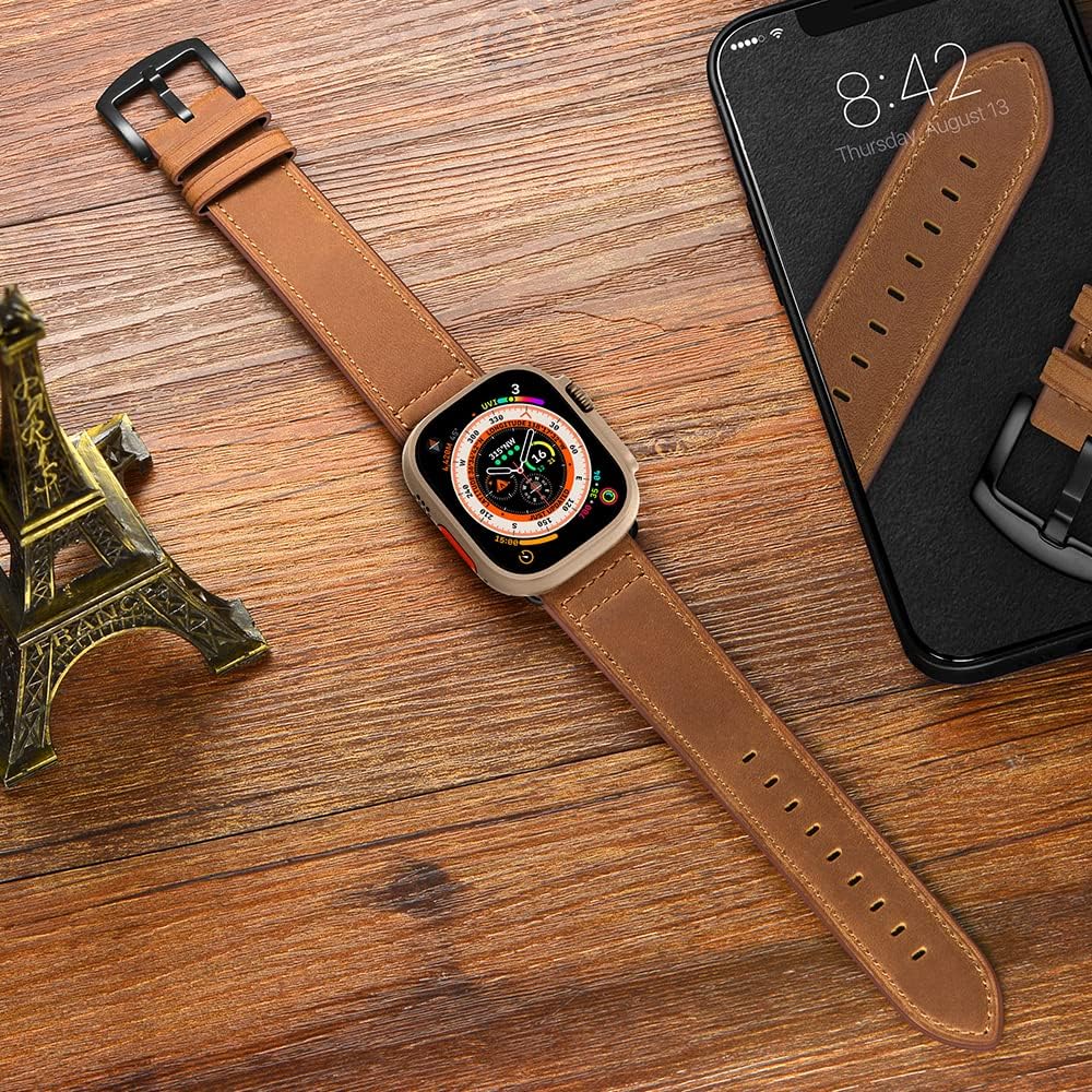 Extra Large Leather Band Compatible with Apple Watch Series 11 10 46mm Ultra 3 2 1 49mm Vintage Big XL Replacement Strap for iWatch Ultra 9 8 7 45mm Series 6 SE 5 4 3 2 1 42mm 44mm Men, XXL