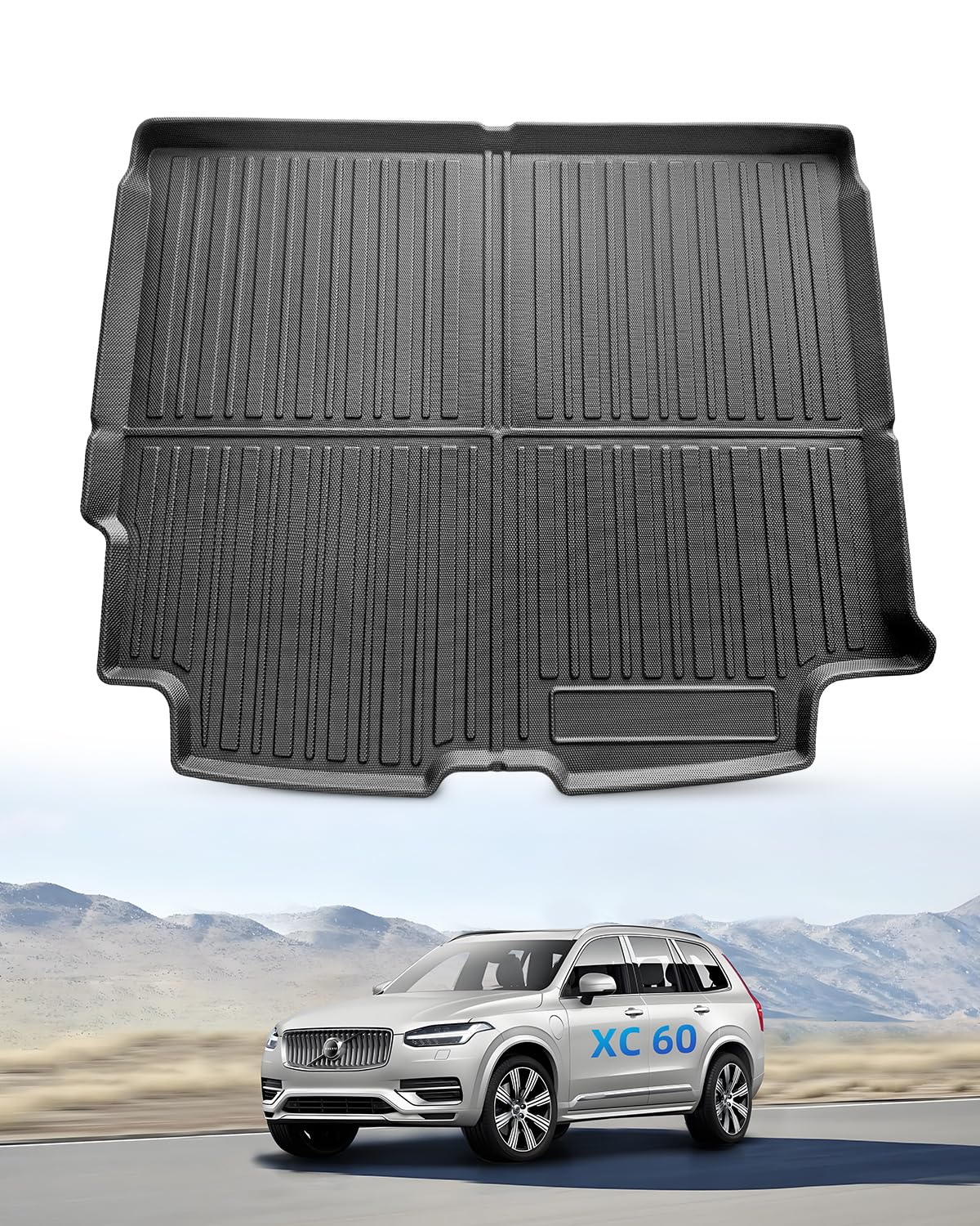 Tappetini per Bagagliaio per Volvo XC60 2026 2025 2024 2023 2022 2021 2020 2019 2018, XC60 Tappetino Baule Originale TPE Tappeti Bagagliaio Posteriore con Bordo Alto, Accessori Impermeabili