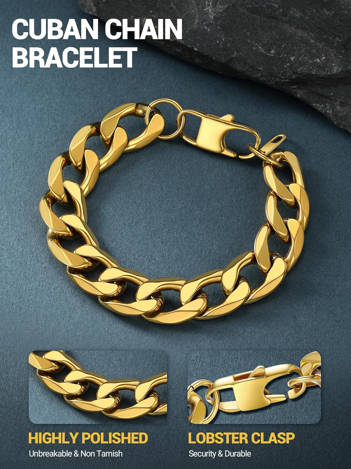 PROSTEEL 316L Stainless Steel Bracelet For Men, Stylish Figaro Chain, Hypoallergenic Jewelry, Black/Gold/Silver Tone, W:6mm-13mm, L:7.5"/8.3", Come with Box