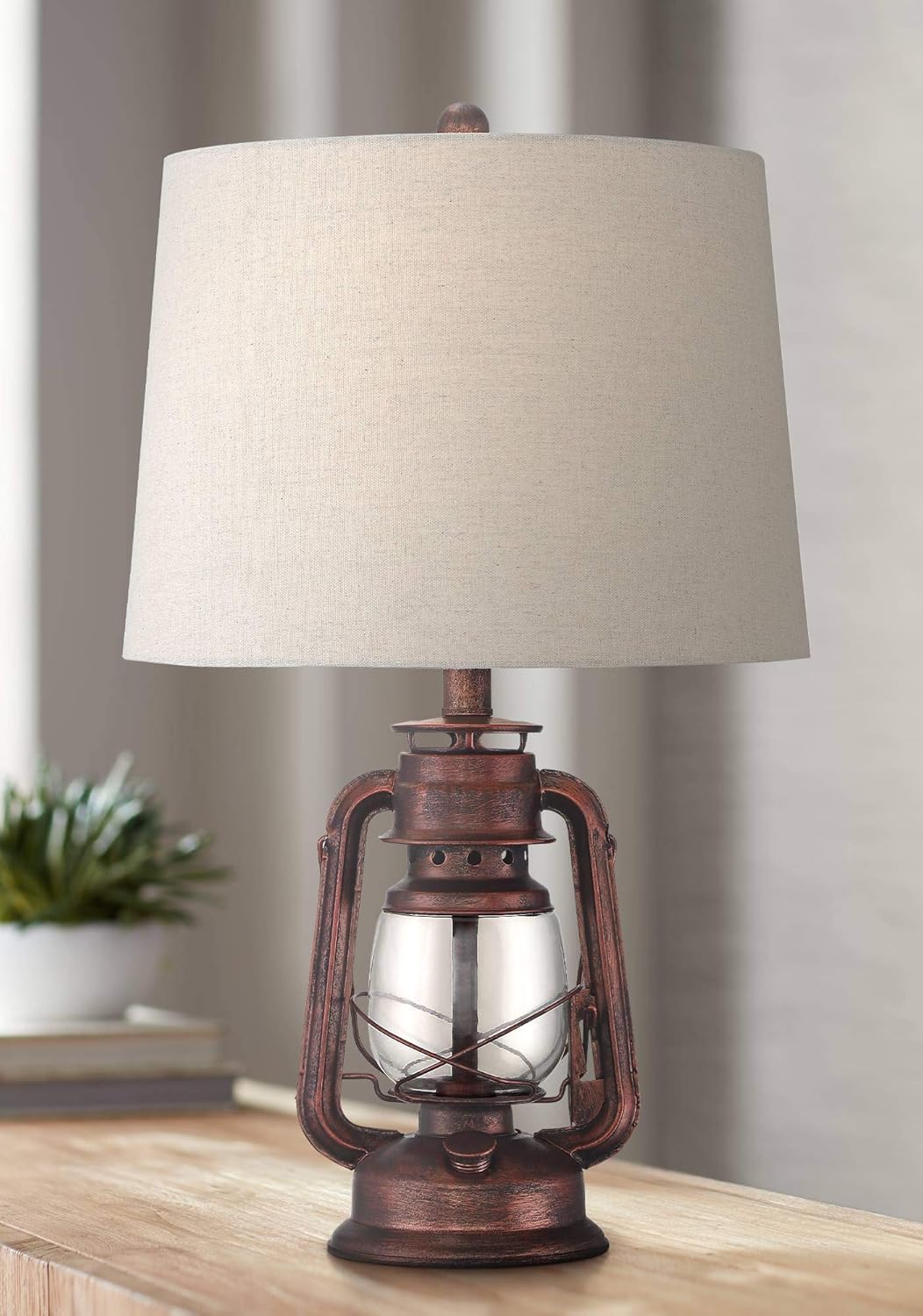 Murphy Rustic Industrial Accent Table Lamp Miner Lantern 23" High Red