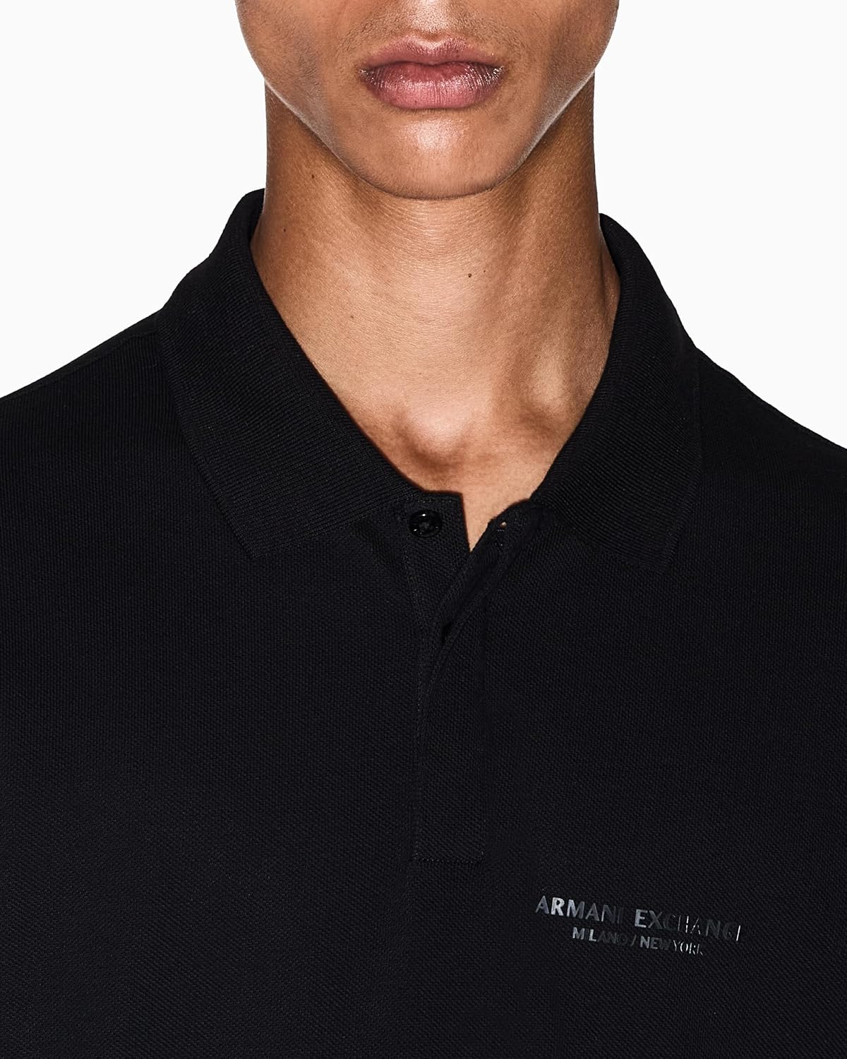 Armani Exchange Mens Regular Fit Text Logo Cotton Pique Polo - Image 3