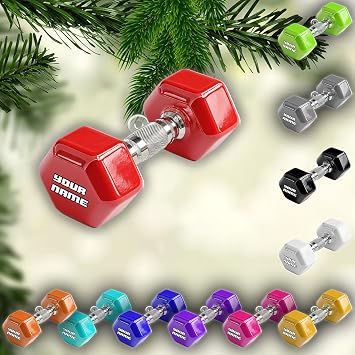 Personalized Dumbbell Ornament 2026, Custom Dumbbell Christmas Ornament, Fitness Gym Workout Ornaments, Weightlifting Bodybuilding Gifts for Weightlifter Xmas Tree Decorations DB6