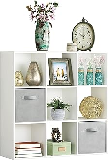 Whitmor 9 Cube Storage Organizer, 3 Tier Stackable MDF Bookcase, Open Storage Display Bookshelf, Storage Cabinet for Living Room, Bedroom, Home, Office, 35.5" L x 11.7" W x 35.5" H, White