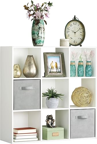 Miniatura 13 de Whitmor Organizador de almacenamiento de 6 cubos, estantería apilable de madera MDF de 3 niveles, estantería de almacenamiento abierto, gabinete de