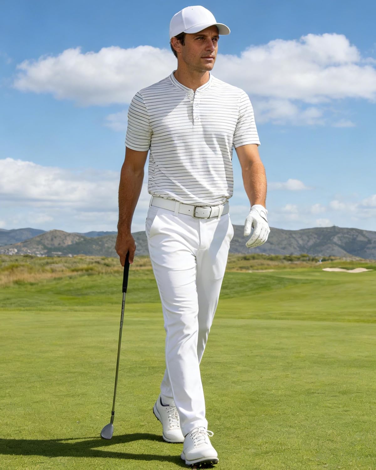 TAPULCO Collarless Golf Shirts for Men Quick Dry Color Block Breathable Soft Athletic Casual Daily T-Shirts