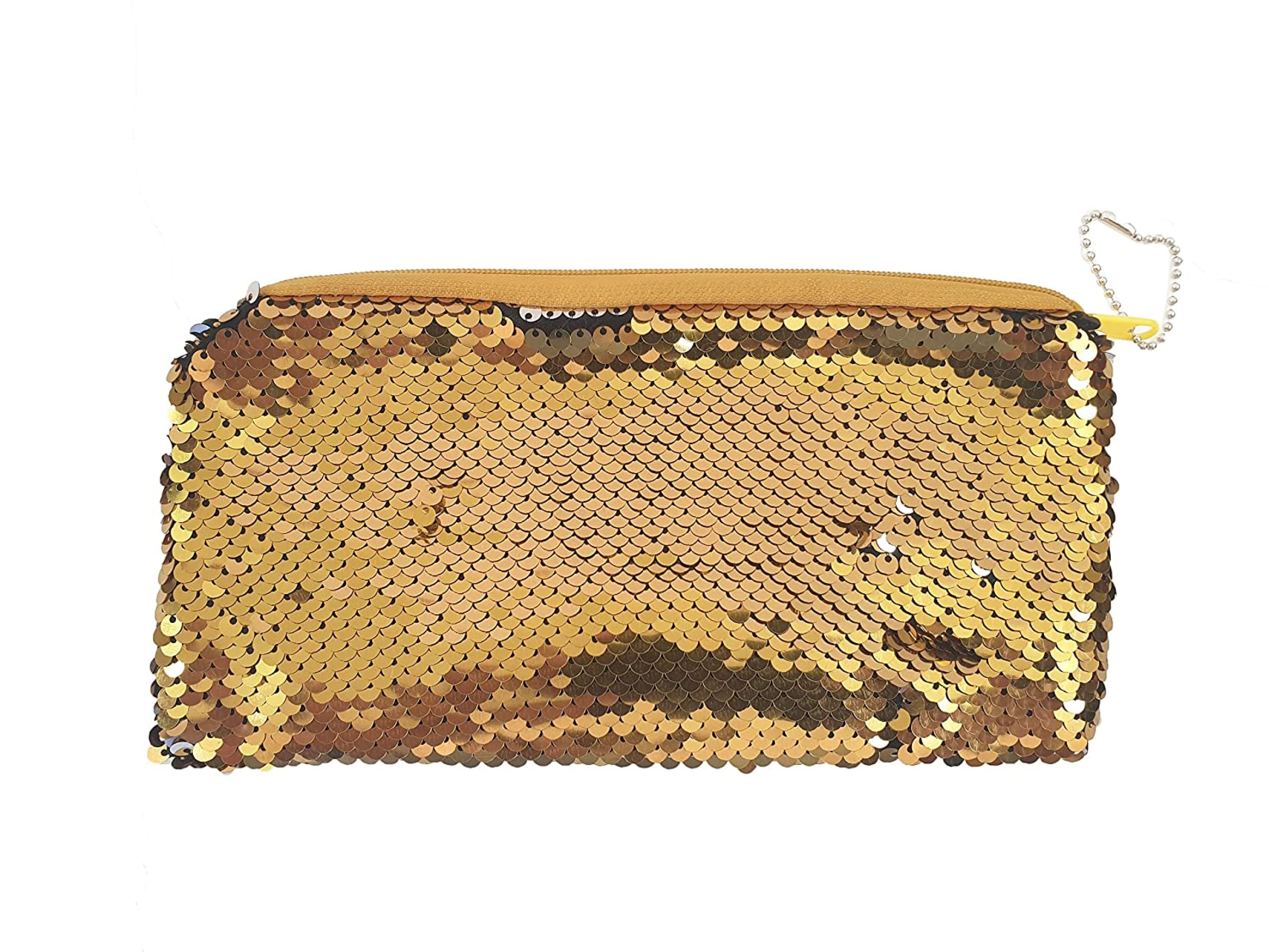 IZ LeZoir Magic Mermaid Sequin Cosmetic Bag Flip Double Color Handbag Pouch Glitter Pencil Case