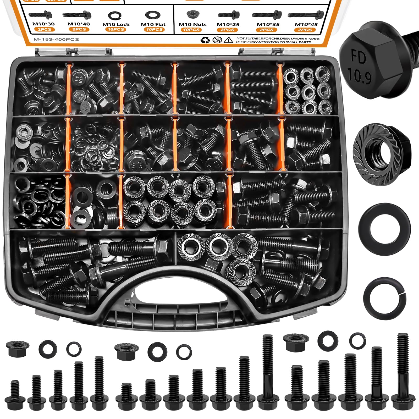 366-Piece Metric Grade 10.9 Flange Bolt & Lock Nut Assortment - Hex Flange Head - The Bolt Barn