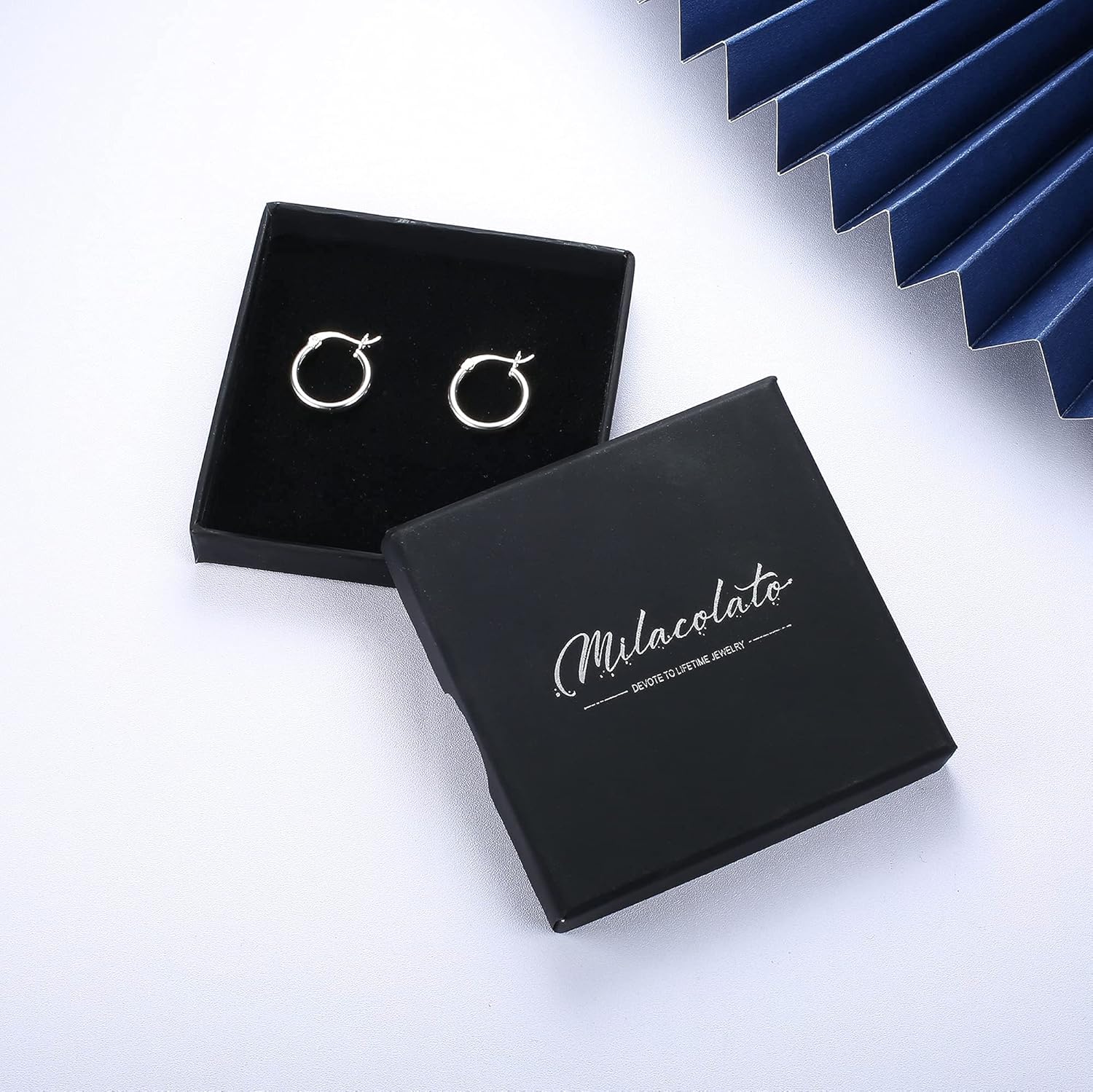 Milacolato 925 Sterling Silver Hoop Earrings for Women 18K White Gold Plated 2.5mm Chunky Huggie Hoop Earrings Hypoallergenic Lightweight Round-Tube Circle Small Big Hoop Earrings 13/15/20/25/30/40/50/60mm - Image 5