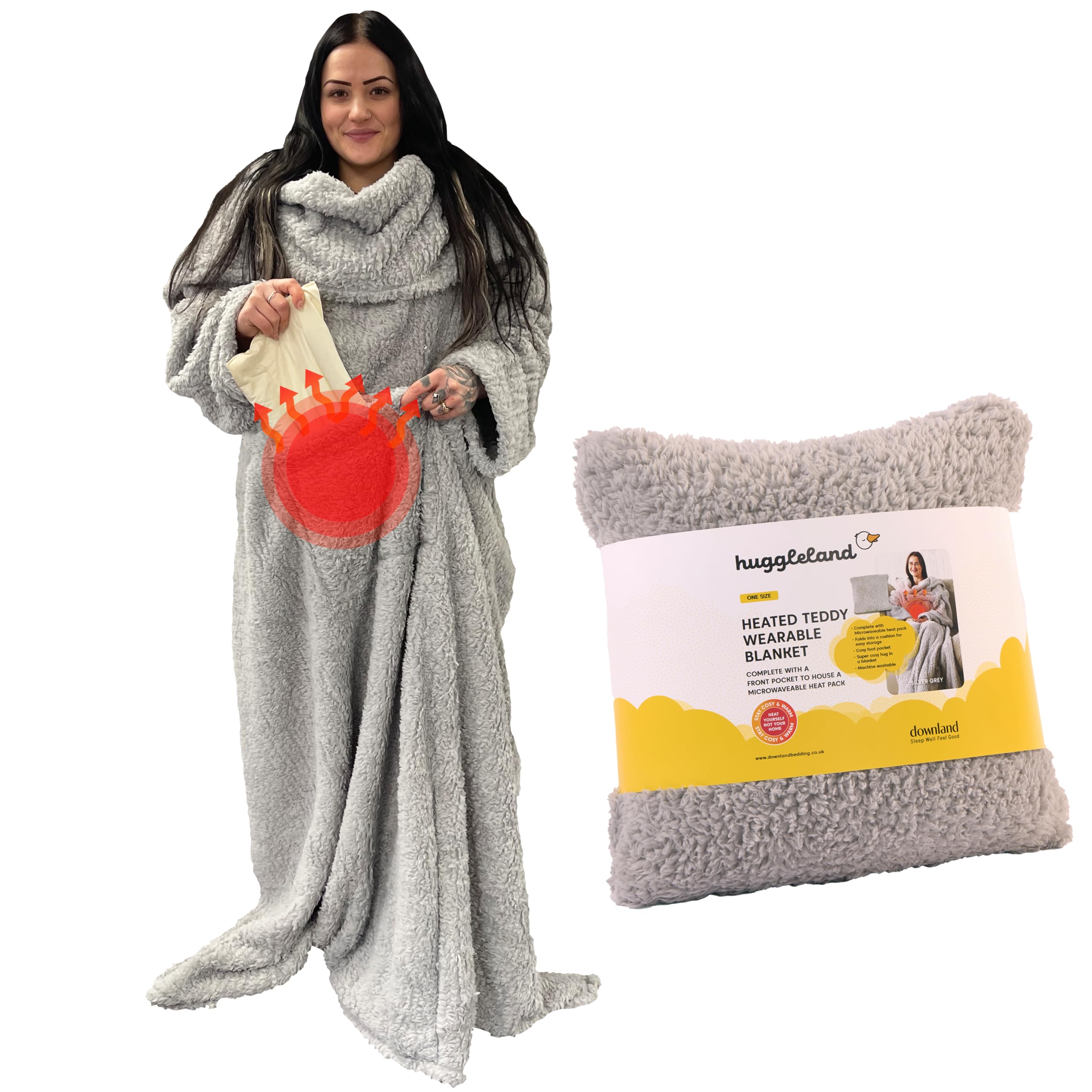 Downland Huggleland Teddy Fleece Wearable Blanket with Heated