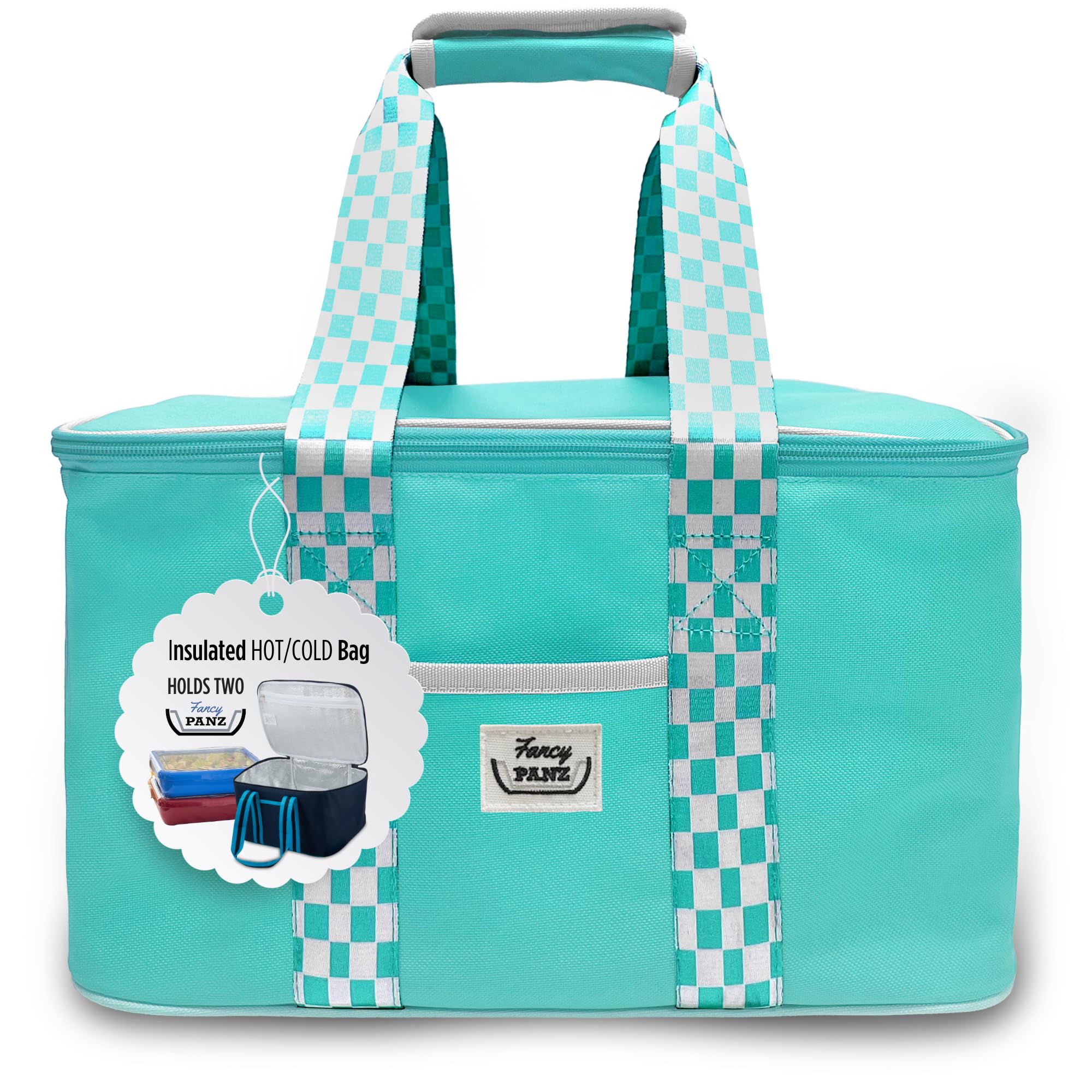 Fancy Panz - Aqua Insulated Casserole Carrier Bag - Insulated Thermal Bags for Hot & Cold Food Holds 2 Standard Size Fancy Panz - 2 Pockets - Food