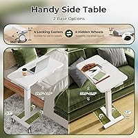 Vista 3 de Rolling Laptop Desk, 180° Tiltable Mobile Standing Desk Height Adjustable, Overbed Bedside Table, 32inch Portable Computer Desk with Lockable