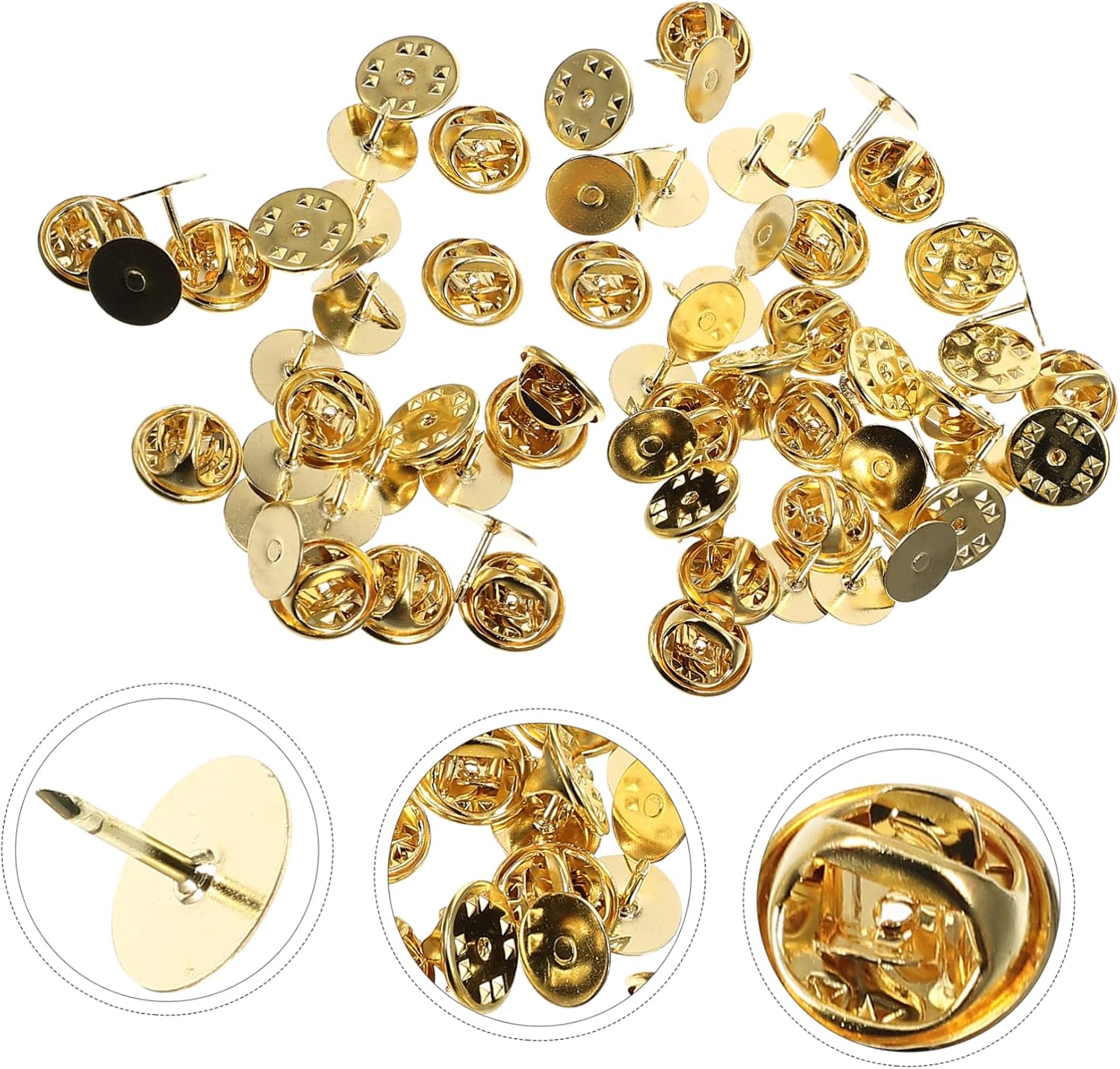 50 Sets Butterfly Clutch with Locking for Lapel Pin Backs Tie Tacks Uniform Badges Brass Clutch for Badge Pins Backs Locking for Enamel Pin The Metal Copper