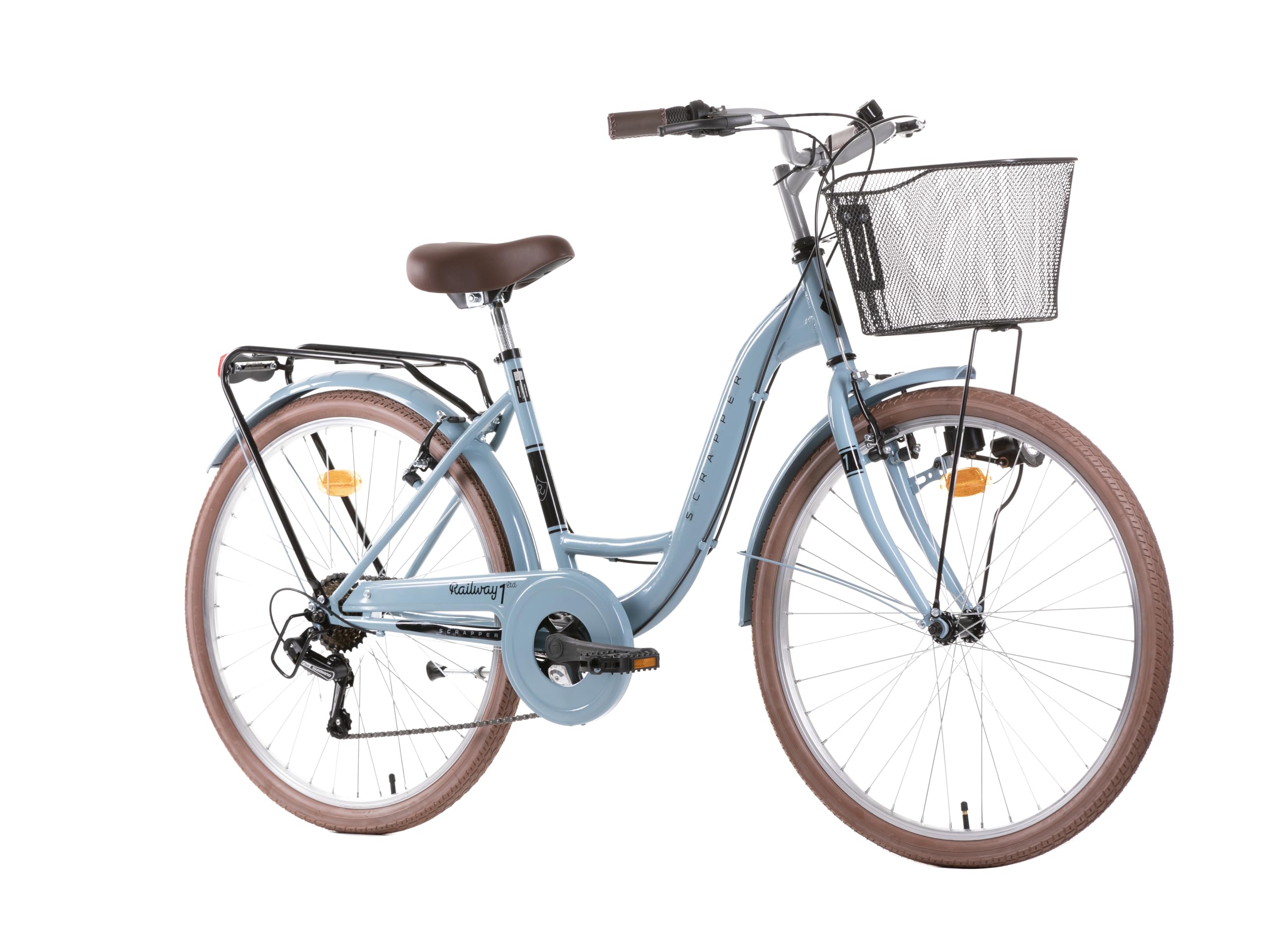A.T.L.A.S. Bicicleta Ciudad 26'' Scrapper Railway 1 LTD Vintage Talla M Equipado con 6 velocidades y Equipo Completo de la Ciudad