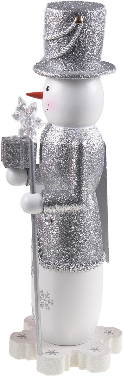 Clever Creations Snowman 14 Inch Traditional Wooden Nutcracker, Festive Christmas Décor for Shelves and Tables