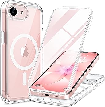 Miracase for iPhone 17e Case & iPhone 16e Case, Full-Body Phone with Built-in Glass Screen Protector, [Magnetic with MagSafe] Military Drop Proof 17 E/ 16 E Cover Bumper 6.1 inch, Clear