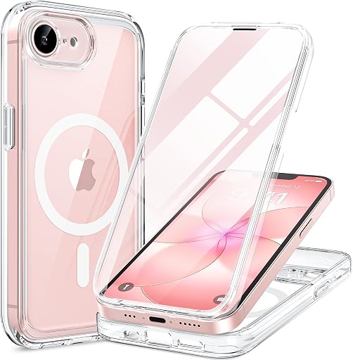 Miracase for iPhone 17e Case & iPhone 16e Case, Full-Body Phone with Built-in Glass Screen Protector, [Magnetic with MagSafe] Military Drop Proof 17 E/ 16 E Cover Bumper 6.1 inch, Clear