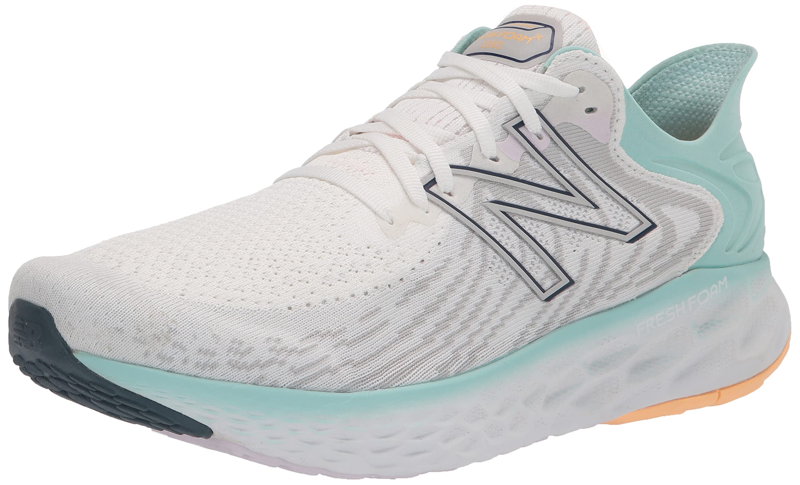 new balance women's fresh foam 1080 v11 running shoe, white/blue chill, 8 w us