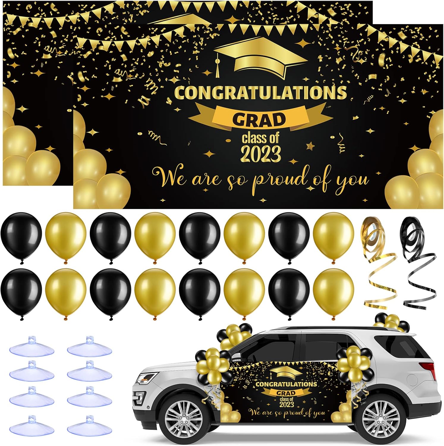74 Pieces 2023 Graduation Parade Car Decoration Kit