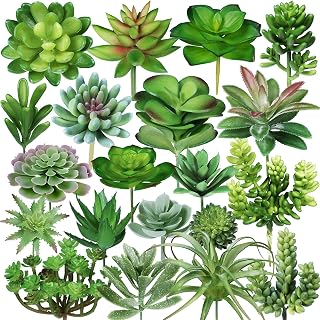 Winlyn 20pcs Assorted Fake Succulents Bulk - Realistic Unpotted Echeveria Cactus Air Plant Picks for Wreaths Terrariums Home Decor
