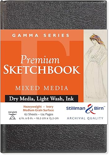 Stillman & Birn Gamma Series - Cuaderno de bocetos con tapa dura, 4 x 6 pulgadas, 150 GSM (pesado), papel marfil, superficie de grano medio