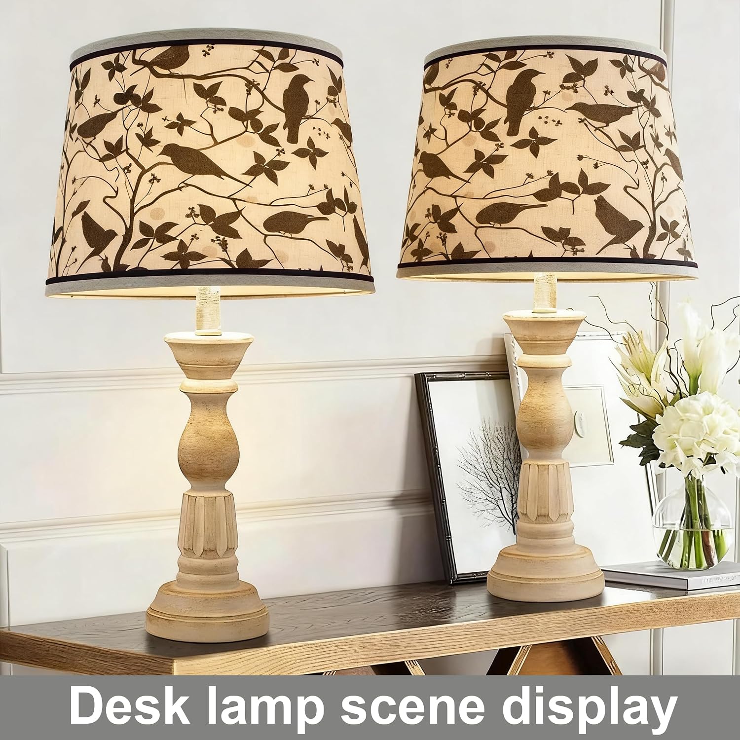 Drum Lamp Shades Set of 2 Medium Lampshades for Floor Lamps，Table Lamps，11.4" Top x12.6" Bottom x 9.7" Height(Spider Fitter）Adapters-Easy Assembly Linen Living Room，Need To Assemble