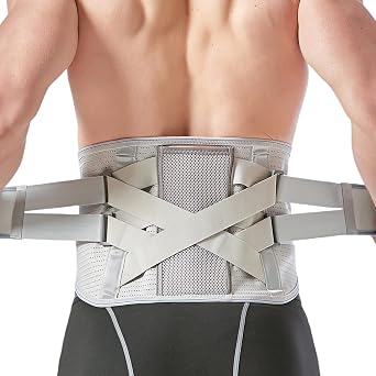 Funcy Back Brace for Men & Women Lower Back Pain Relief, Breathable Back Support Belt for Heavy Lifting Work Anti-Skid Lumbar Support Belt for Herniated Disc, Sciatica, Scoliosis Medium, Gray