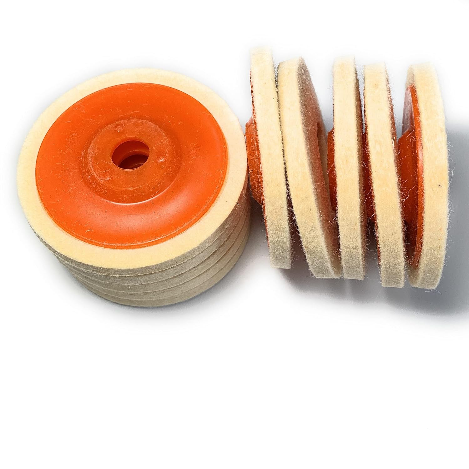 SIGNI Wool Felt Disc Polishing Buffing Wheel Felt Pad for Angle Grinder 10 Pack (4 inch)