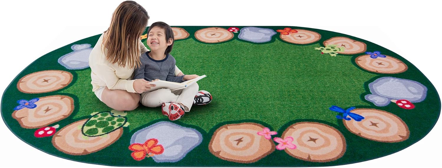 Joy Carpets Stumped Area Rug in Color Multi, 5'4" x 7'8" Oval