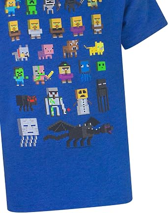 Minecraft Sprites Characters Boys Short Sleeve Blue T-Shirt US Size: 7-8 Years Color: Blue