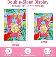 Vista 3 de Banderas de jardín de verano de sandía para exteriores de 12 x 18 pulgadas, de doble cara, colorida bandera de jardín de verano de Hello Summer